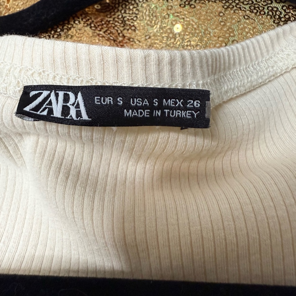 Zara Cream Cap Sleeve Midi Dress - Picture 2 of 5